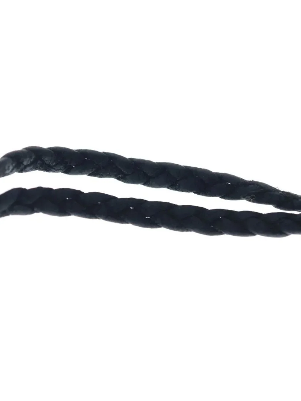Chrome Hearts Leather Braid Scroll Blade Black Silver Necklace